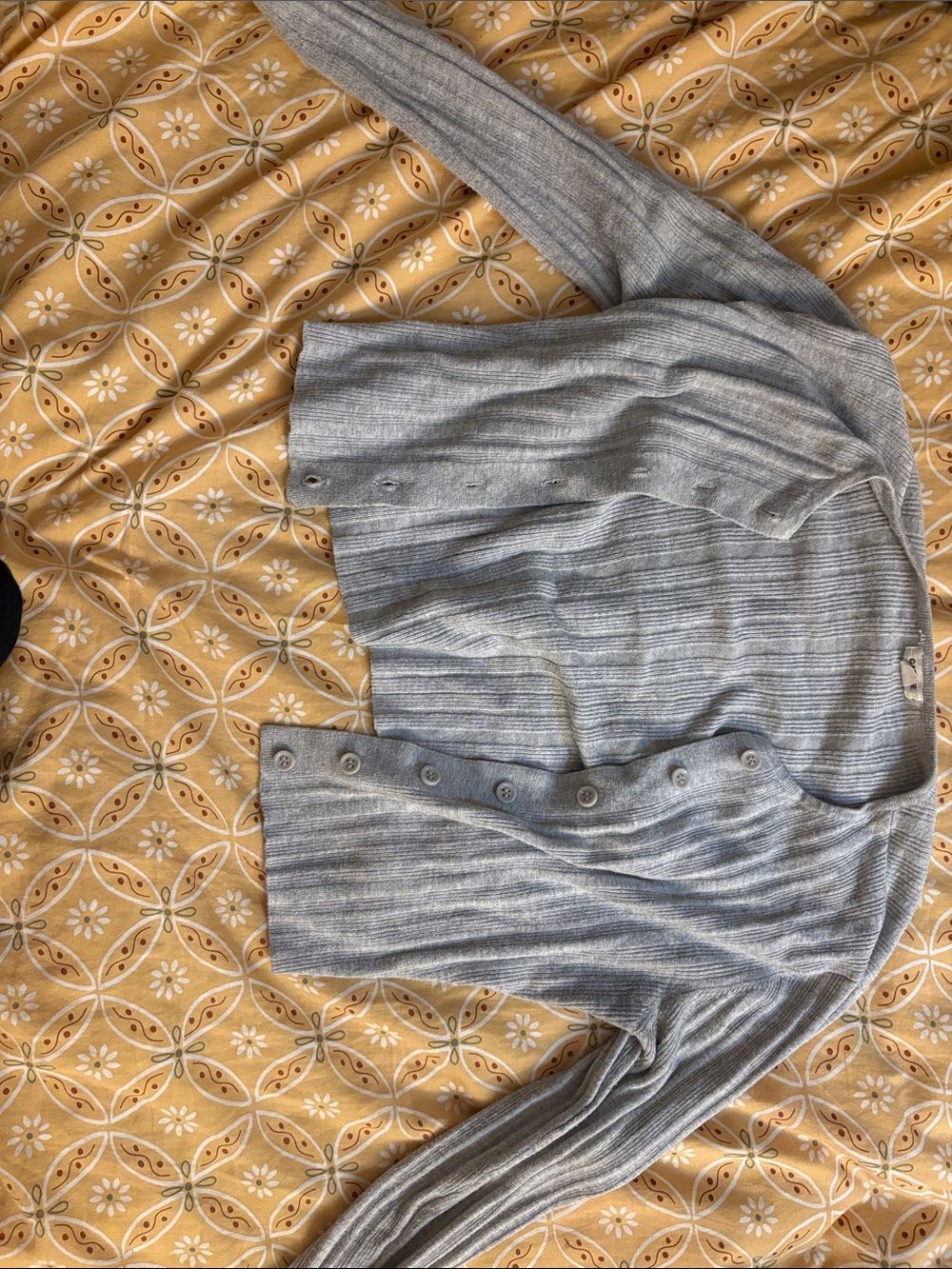 Garage Light Gray Ribbed Button-Up Cardigan